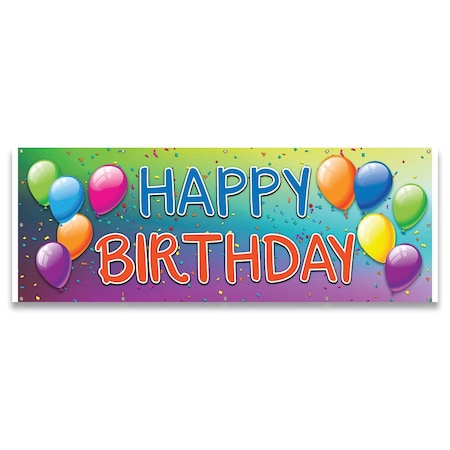 Signmission Happy Birthday Banner Concession Stand Food Truck Single Sided B-120-30082